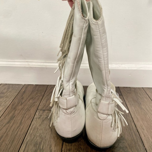 White Fringe REAL leather Western Women's Boots - Picture 5 of 8